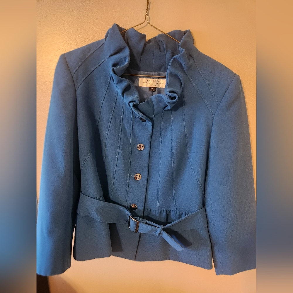 Tahari Skirt Suit, Jacket and Skirt, Turquoise, 8P